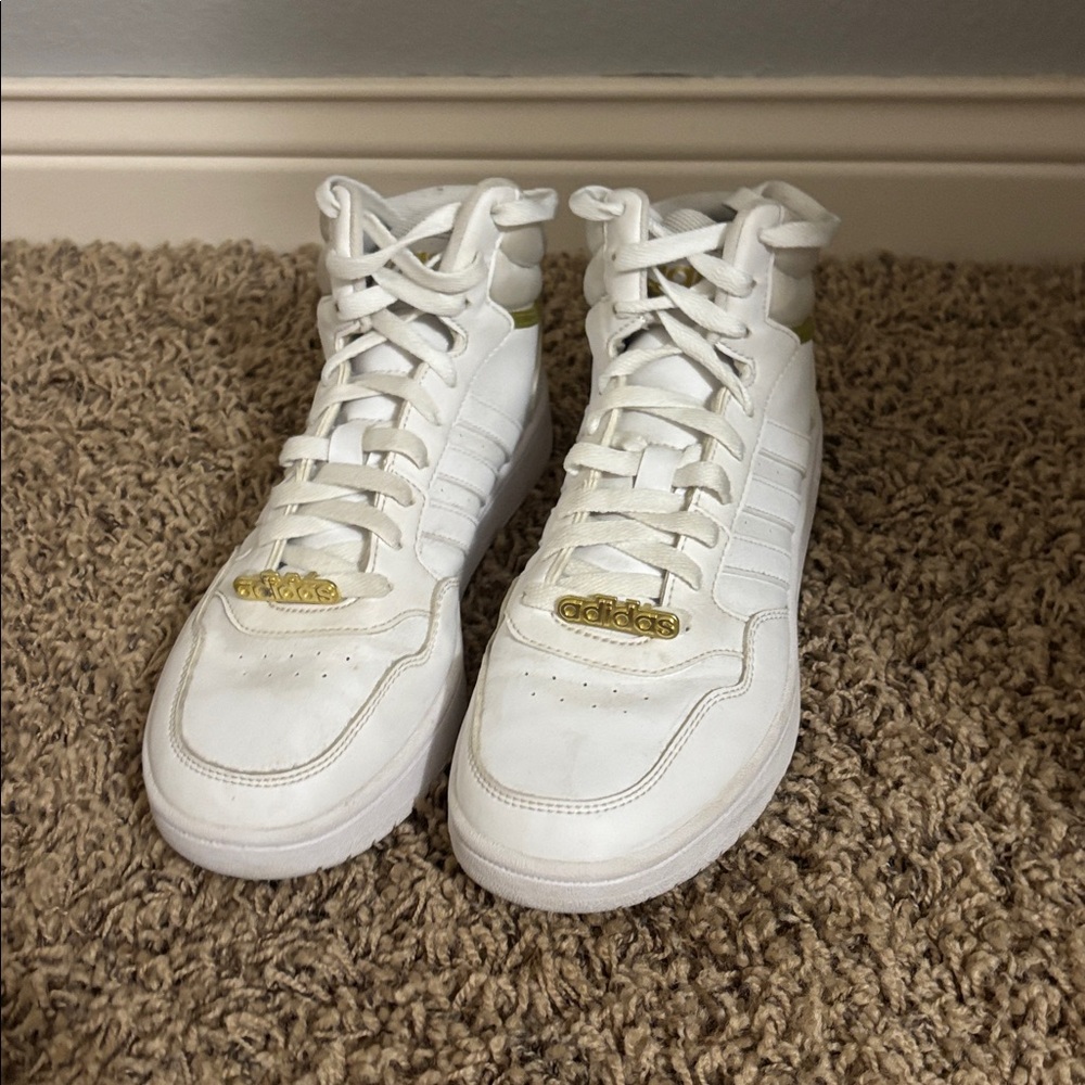 Adidas White and Gold High-Tops